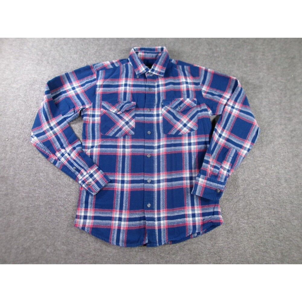 Architect Shirt Men Small Blue Plaid Flannel Long Sleeve Work Outdoor Button Up